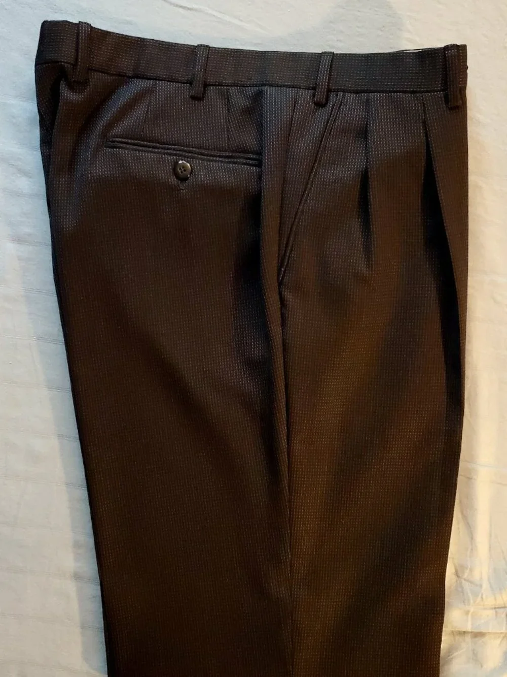 Brioni Palatino Men's Suit, Espresso with Gold Micro-Check